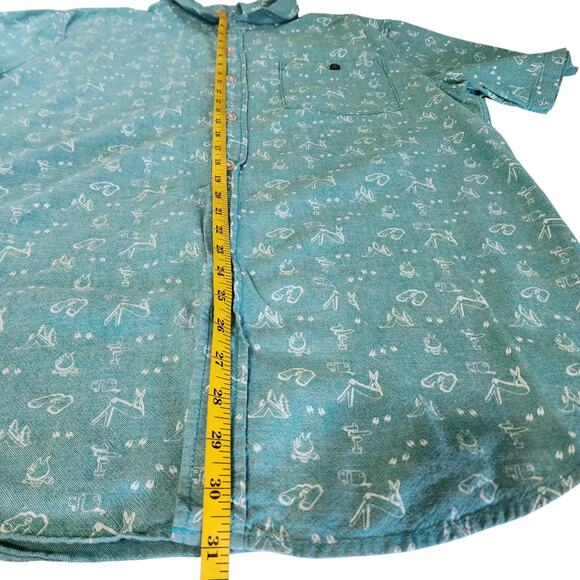 Modern Amusement Mens Button Up Shirt Size XL Blue White Camping Print Casual - Picture 10 of 10